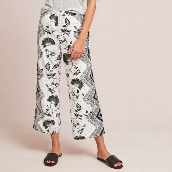 Anthropologie Glencairn Cropped Wide Leg Pant Sz M - Picture 2 of 9